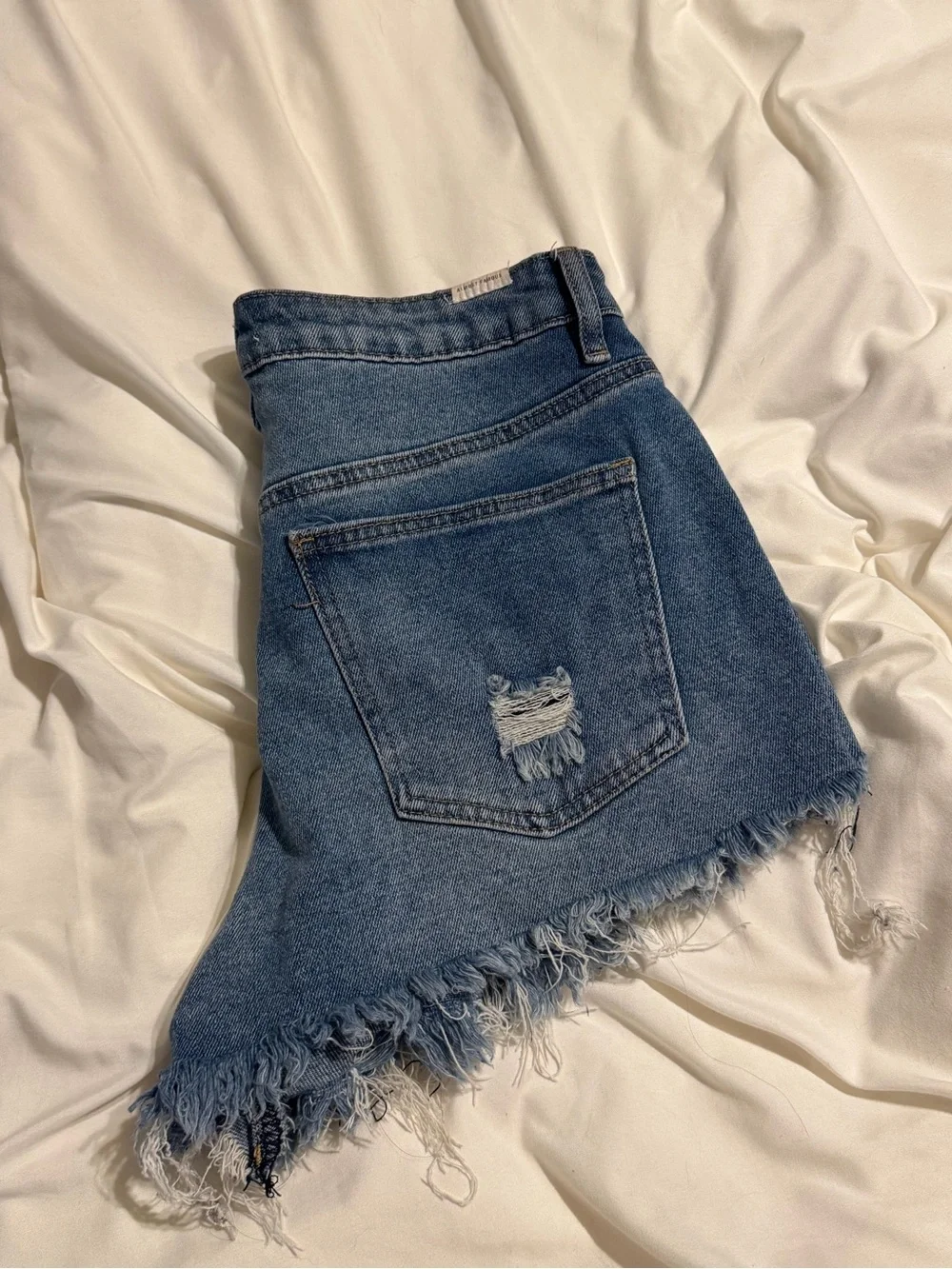 Almost Famous Blue Distressed Denim Mini Skirt
